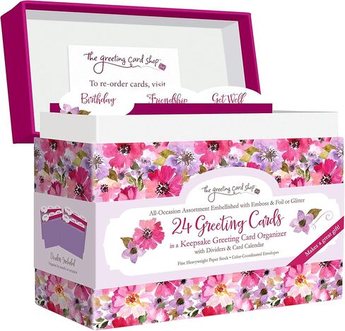 Designer Greetings All Occasion Greeting Card Assortment (24 Cards with Envelopes in a Keepsake, Floral Organizer Box) – Birthday, Thank You, New Baby, Anniversary, Sympathy, Get Well, Blank in Saudi Arabia