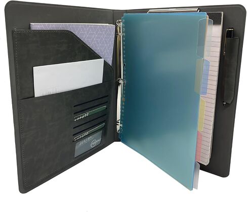 Binder Portfolio Organizer with Color File Folders, Business and Interview Padfolio with 3-Ring Binder, Clipboard in Kuwait