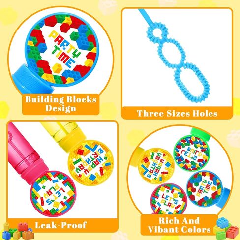 24 Pcs Building Blocks Bubbles Party Favors Birthday Supplies for Kids Mini Bubble Wands Bulk Box Boy Toy Gift Valentines Day Easter Prize Goodie Bag Stuffers Pinata Fillers Blocks Party Favors in Saudi Arabia