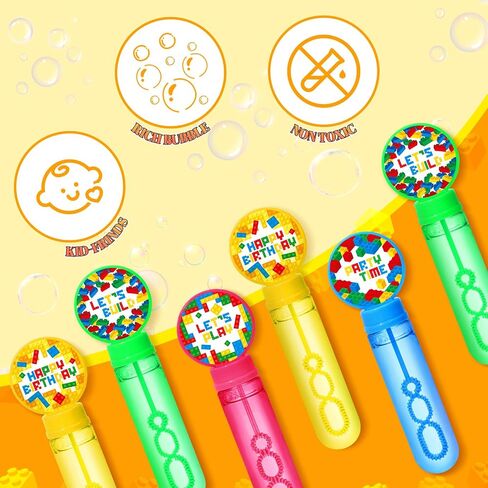 24 Pcs Building Blocks Bubbles Party Favors Birthday Supplies for Kids Mini Bubble Wands Bulk Box Boy Toy Gift Valentines Day Easter Prize Goodie Bag Stuffers Pinata Fillers Blocks Party Favors in Saudi Arabia