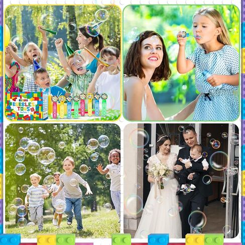 24 Pcs Building Blocks Bubbles Party Favors Birthday Supplies for Kids Mini Bubble Wands Bulk Box Boy Toy Gift Valentines Day Easter Prize Goodie Bag Stuffers Pinata Fillers Blocks Party Favors in Saudi Arabia