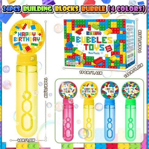 24 Pcs Building Blocks Bubbles Party Favors Birthday Supplies for Kids Mini Bubble Wands Bulk Box Boy Toy Gift Valentines Day Easter Prize Goodie Bag Stuffers Pinata Fillers Blocks Party Favors in Saudi Arabia