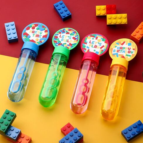 24 Pcs Building Blocks Bubbles Party Favors Birthday Supplies for Kids Mini Bubble Wands Bulk Box Boy Toy Gift Valentines Day Easter Prize Goodie Bag Stuffers Pinata Fillers Blocks Party Favors in Saudi Arabia