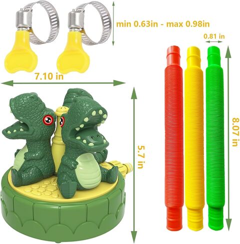 Water Sprinkler for Kids Outdoor Play - Dinosaur Sprinkler For Kids Water Play Sprinkler for Yard Outdoor Activities Summer Fun Water Spray Toy For Toddlers with 2 Hose Clamp 3 PopTube Pets Boys Girls in Saudi Arabia