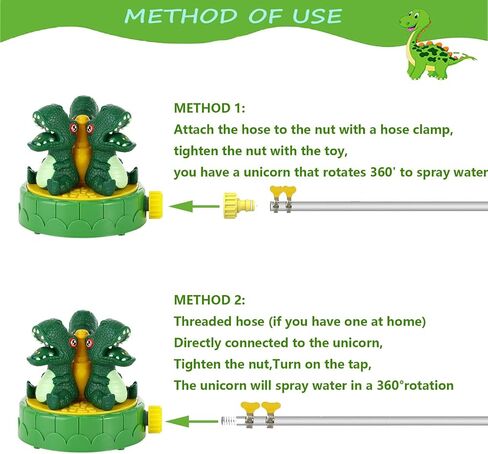Water Sprinkler for Kids Outdoor Play - Dinosaur Sprinkler For Kids Water Play Sprinkler for Yard Outdoor Activities Summer Fun Water Spray Toy For Toddlers with 2 Hose Clamp 3 PopTube Pets Boys Girls in Saudi Arabia