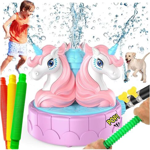 Water Sprinkler for Kids Outdoor Play - Dinosaur Sprinkler For Kids Water Play Sprinkler for Yard Outdoor Activities Summer Fun Water Spray Toy For Toddlers with 2 Hose Clamp 3 PopTube Pets Boys Girls in Saudi Arabia