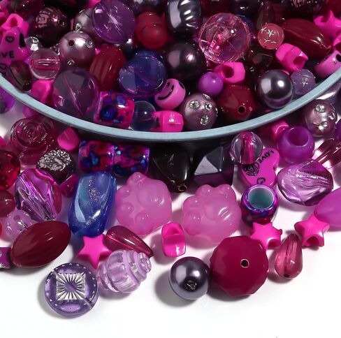 Chuyau230pcs Red Aesthetic Acrylic Assorted Beads Cute Beads for Bracelets Acrylic Charms Kawaii Beads for Jewelry Making Beads Bulk for Keychain Making Necklaces DIY Crafts in Kuwait