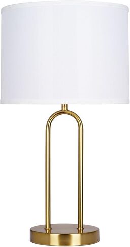 Kenroy Home Isla Gold Floor Lamp with Rounded Base and White Linen Drum Shade for Living Room, Bedroom, or Office Accent Lighting in Kuwait