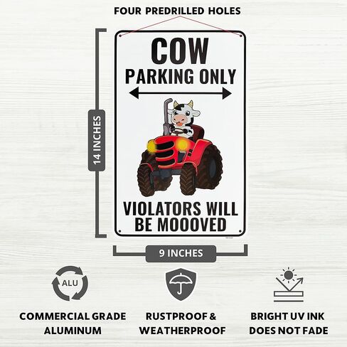 Venicor Cow Sign Decor - 9 x 14 Inches - Aluminum - Cute Cow Gifts - Cow Pictures Wall Art Room Home Decorations Accessories Print Stuff in Kuwait