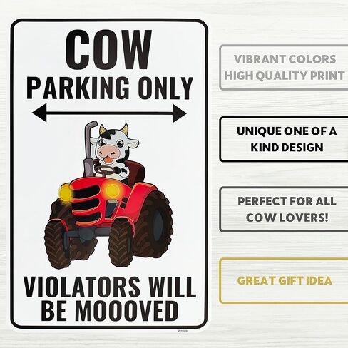 Venicor Cow Sign Decor - 9 x 14 Inches - Aluminum - Cute Cow Gifts - Cow Pictures Wall Art Room Home Decorations Accessories Print Stuff in Kuwait