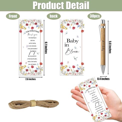 30 Pcs Baby Shower Gifts for Guests, Baby Shower Sets, Included Bamboo Pens Greeting Cards, Gender Reveal Souvenirs Prizes, Baby in Bloom Baby Shower Decor in Saudi Arabia