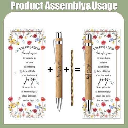 30 Pcs Baby Shower Gifts for Guests, Baby Shower Sets, Included Bamboo Pens Greeting Cards, Gender Reveal Souvenirs Prizes, Baby in Bloom Baby Shower Decor in Saudi Arabia