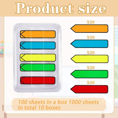 Teling 1000 Pcs Arrow Flags Arrow Tabs Flags Sign Here Tabs Arrow Stickers 5 Colors Sticky Flags Arrow Sticky Notes with Dispenser Easy to Post for Notary Books Paper in Kuwait