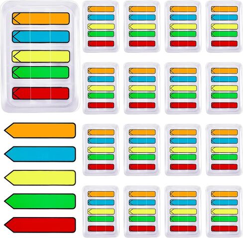 Teling 1000 Pcs Arrow Flags Arrow Tabs Flags Sign Here Tabs Arrow Stickers 5 Colors Sticky Flags Arrow Sticky Notes with Dispenser Easy to Post for Notary Books Paper in Kuwait