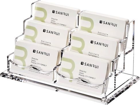 Business Card Holder Display for Desk, Clear Acrylic Cards Stand for Women and Men 12 Slots 4 Tier 1 Pack (12slots)… in Kuwait