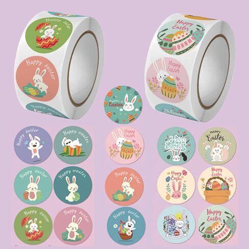 ملصقات Toobeit 1000pcs لعيد الفصح ملصقات Easter Eggs Roll ملصقات مزخرفة ذاتية اللصق لمستلزمات الحفلات in Kuwait