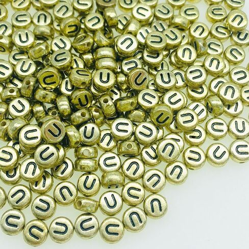 200Pcs Round Ancient Gold Letter E Beads,4x7mm Flat Vowel Letter-E Beads for Bracelets,Alphabet Beads for Jewelry Making DIY Necklaces Crafts Supply(Gold-E) in Saudi Arabia