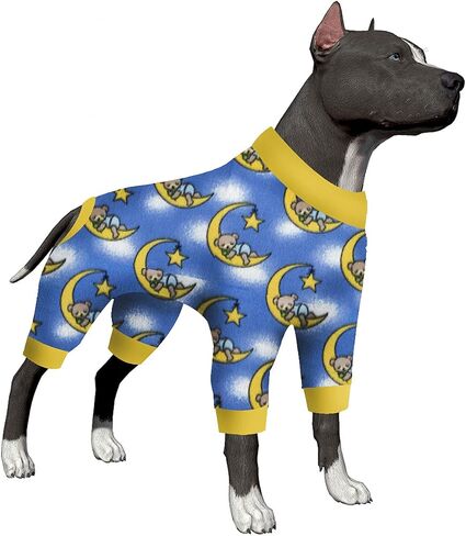 Lovinpet Pitbull Pajama - Pet Steiety Relief ، حماية من أشعة الشمس بيجاماس ، نسيج مطار مريح ، طباعة دب حالمة ، pjs الكلب الكبير ، جامس الحيوانات الأليفة ، الأصفر L. in Kuwait