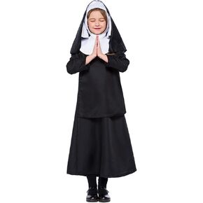 Kids Nun Costume Girl's Nun Outfit Halloween Mother Superior Costume Girls Catholic Sister Traditional Nun Robe