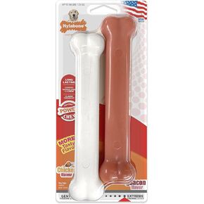 Nylabone Original Bone Power Chew Toy for Dogs, Durable Dog Toys for Aggressive Chewers, Peanut Butter Flavor, Small - Up to 25 Ibs, 3 Pack