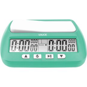 VINJOE Chess Clock Digital Chess Timer Professional for Board Games,Portable Digital Chess Clock & Game Timer with Basic,Bonus,Delay and Positive Time Features Best Gifts for Christmas (Green)