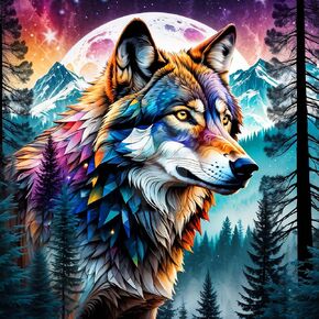 Meothan 5D Wolf Diamond Painting Kits for Adults-Animal Diamond Art Kits for Beginners, Full Round Drill Gem Art Wolf Kits for Adults for Gift Home Wall Decor(13.8x13.8inch)