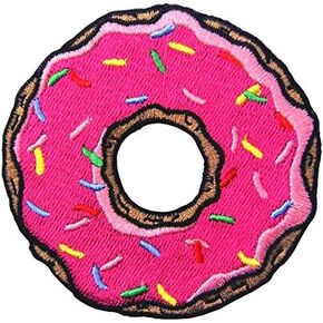 PatchClub Pink Donut Patch, 3 inches - Iron On/Sew On Cute Doughnut Embroidered Iron On Patch for Backpack, Bag, Jacket, Jeans