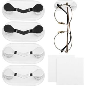 4Pcs Magnetic Eyeglass Holder, Eye Glass Clips for Clothes Shirts, Magnet Pin Name tag Badge Holder Sunglasses Holder, Glasses Accessories Pins ID Badge for Men and Women