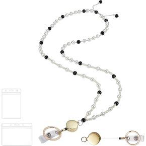 Ornaland Lanyards for id Badges Teacher Lanyard Pearl Lanyard Retractable Lanyard Lanyard With id Holder for Office or Gift