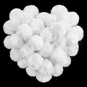 Gemscream 100 Pcs Large White Pom Poms for Crafts 3 Inch Acrylic Yarn Balls Fuzzy Pompoms for Christmas DIY Hats Handmade Arts Holiday Party Hanging Decorations