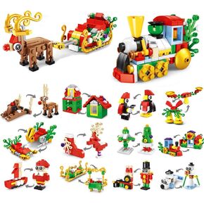 Party Favors Christmas Building Blocks Toys Pack for Kids, Christmas Stocking Stuffer Gifts for Boys Girls Ages 6-14, Mini Santa Snowman Elk, Idea Gift Goodie Bags Classroom Prizes Building Set