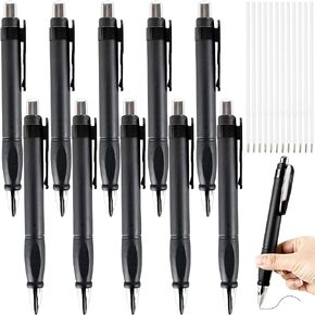 10 Pcs Big Fat Pens with 12 Extra Refills Thick Pen Aids Writing For Tremor, Arthritis, Parkinson, Handicap, Carpal Tunnel Large Wide Grip Pens (Black)