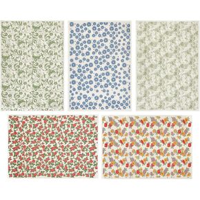 WEBEEDY 5 Styles Underglaze Transfers Ceramic Decals Colorful Flowers Porcelain Ceramic Clay Glaze Transfer Paper Sheets for Pottery Art Overglaze Enamel Decal Waterslide Decal