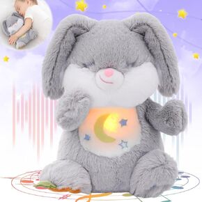 Emoin Breathing Stuffed Animal Sleepy Capybara Plush Soothing Breathing Bear Sleep Buddy Soothe Snuggle with Realistic Breathing Motion and Lights Music for Kids