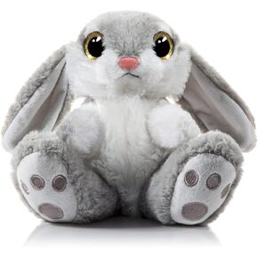 Easter Bunny Stuffed Animal 8.5" Plush Rabbit with Floppy Ears, Huggable and Washable, Rabbit Stuffed Animals Plush Toy Easter Gifts for Girls Boys Kids Friends Birthday (Gray)