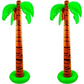 2 Pieces 40 Inch Inflatable Palm Trees Blow Up Palm Trees Large Coconut Tree for Summer Tropical Beach Hawaiian Party Decoration
