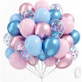 Red Yellow Blue Green Balloons, 60pcs 12 Inch Latex BaIloons Colourful Confetti BaIloons for Baby Shower Carnival Circus Birthday Party Decorations