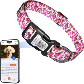 Reflective Dog Collars for Large Dogs Soft Nylon Camo Rose Red Sized L