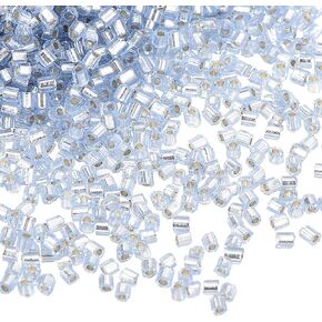 uxcell 1400Pcs Glass Bugle Beads, 1.5x1.5mm Tube Mini Loose Glass Seed Spacer Bead for DIY Earrings Necklaces Bracelets Jewelry Making (Silver)