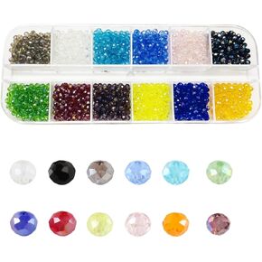 Gocelyn 2mm Crystal Glass Beads of Electroplate AB Color, Faceted Rondelle Beads Natural Loose Beads Section for Women Jewelry Making DIY Bracelet Necklace Earrings Accessories