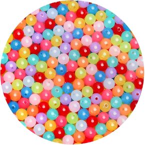 500Pcs 8mm Acrylic Transparent Jelly White Beads, Round Acrylic Bubblegum Ball Beads Loose Plastic Resin Gumball Beads for Jewelry Making DIY Bags Crafts