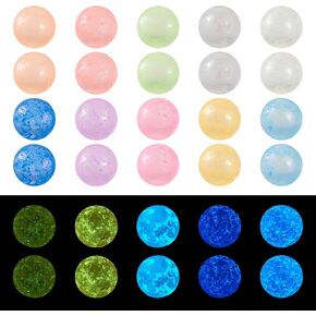 KISSITTY 500pcs 5mm Glow in The Dark Beads No Hole Round Glass Crystal Beads Luminous Beads for Vase Fillers Wedding Party Hair Brooch Decoration Jewelry Craft Making