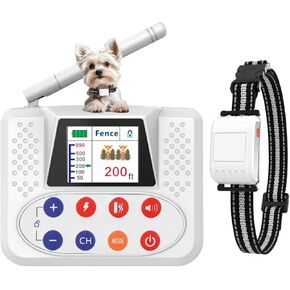 Wireless Dog Fence System, Electric Fence for Dog & Training Collar with Big LCD Screen, Portable Wireless Fence with 2.5GPFC Antenna, Waterproof & Adjustable Dog Perimeter Collar