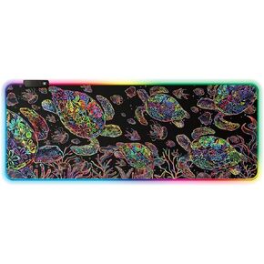 WIRESTER Extra Large RGB Gaming Mousepad, Non-Slip Rectangle LED Light Mouse Pad 31.5 x 11.8 Inch for Home, Office, Computer, PC, Laptop - Colorful Wolf