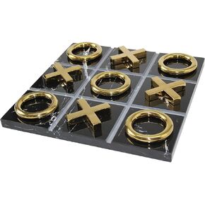 Marble Tic Tac Toe Game for Living Room Decor Centerpiece White and Gold XO with White Marble and Gold Color Stainless Steel Decorative Table Top X/O Board Coffee Table Décor