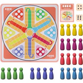 20 بوصة لعبة لوحة لودو ، 2-6 لاعبين لودو لعبة للبالغين ، ألعاب اللوحة Ludo & Parcheesi مناسبة للتجمع العائلي وليلة الحفلات (تعليمات Ludo)