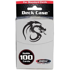 BCW Large White Deck Case | MTG Commander Deck Box Holds 100 Sleeved Cards | Durable, Matte Finish 100 Card Deck Box for TCG, MTG, & Pokemon | Secure-Fit Lid & Divider