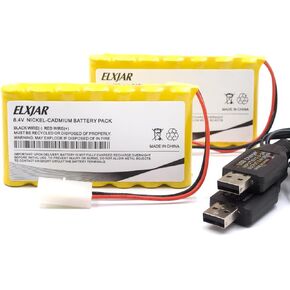 (2-Pack) 8.4V 1000mAh NI-CD AA Battery Pack with Standard Tamiya Connector and Charger Replacement for RC Car RC Truck Tank