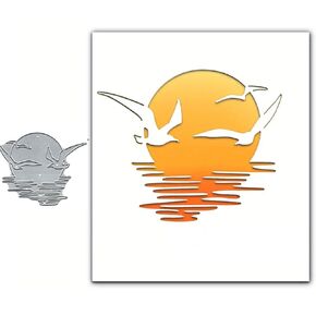 عيد ميلاد سعيد على شاطئ البحر غروب الشمس Seagull Shadow Grating Card Metal Die Die ، Sunflower Flower Leaf Cutting Dies Cut Stency Diy Disportative Papering Paper Making Card