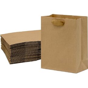 Prime Line Packaging Large Gift Bags with Handles, Kraft Paper Shopping for Small Business, Boutique, Retail, Merchandise, Party, Bulk, 16x6x12 50 Pack